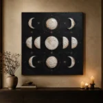 Noir Lunar Grid Moon Phase Wall Art Canvas Print - Image 9