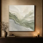 Sage Horizon Flow Fluid Abstract Wall Art Canvas Print - Image 8