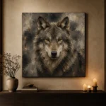 Neutral Wolf Wildlife Portrait Wall Art Canvas Print - Image 8