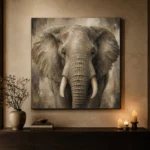 Neutral Elephant Wildlife Portrait Wall Art Canvas Print - Image 8