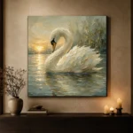 Sunset Swan Bird Wall Art Canvas Print - Image 8