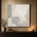 Ivory Geometry Neutral Abstract Wall Art Canvas Print - Image 6