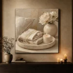 Pearl Linen Tray Serene Neutral Bedroom Wall Art Canvas Print - Image 8