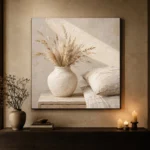 Dried Wheat Vase Serene Neutral Bedroom Wall Art Canvas Print - Image 8