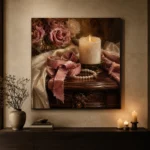 Blush Ribbon Romantic Bedroom Wall Art Canvas Print - Image 9