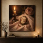 Candlelit Cameo Romantic Bedroom Wall Art Canvas Print - Image 9