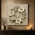 Ivory Hellebore Wreath Botanical Bedroom Wall Art Canvas Print - Image 9