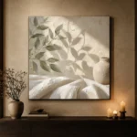 Olive Branch Shadows Botanical Bedroom Wall Art Canvas Print - Image 9