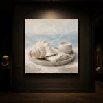Seashell Candle Coastal Bedroom Wall Art Canvas Print - Image 10
