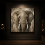 Neutral Elephant Wildlife Portrait Wall Art Canvas Print - Image 9