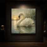 Sunset Swan Bird Wall Art Canvas Print - Image 9