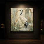 Red Crowned Crane Bird Wall Art Canvas Print - Image 9