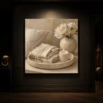 Pearl Linen Tray Serene Neutral Bedroom Wall Art Canvas Print - Image 9