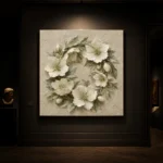 Ivory Hellebore Wreath Botanical Bedroom Wall Art Canvas Print - Image 10