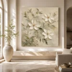 Ivory Clematis Vine Botanical Bedroom Wall Art Canvas Print - Image 11
