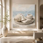 Seashell Candle Coastal Bedroom Wall Art Canvas Print - Image 11