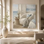 Ocean Reading Chair Coastal Bedroom Wall Art Canvas Print - Image 11