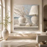 Seashell Table Lamp Coastal Bedroom Wall Art Canvas Print - Image 11