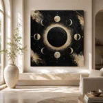 Black Lunar Eclipse Moon Phase Wall Art Canvas Print - Image 11