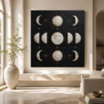 Noir Lunar Grid Moon Phase Wall Art Canvas Print - Image 11