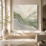 Sage Horizon Flow Fluid Abstract Wall Art Canvas Print - Image 10