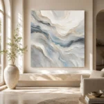 Blue Strata Fluid Abstract Wall Art Canvas Print - Image 10