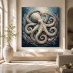 Ivory Octopus Sea Life Wall Art Canvas Print - Image 8