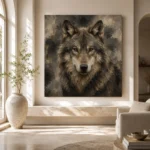 Neutral Wolf Wildlife Portrait Wall Art Canvas Print - Image 10