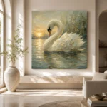 Sunset Swan Bird Wall Art Canvas Print - Image 10