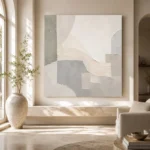 Ivory Geometry Neutral Abstract Wall Art Canvas Print - Image 8