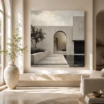 Arched Courtyard Modern Architecture Wall Art Canvas Print - Image 10