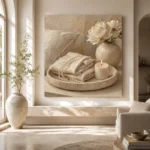 Pearl Linen Tray Serene Neutral Bedroom Wall Art Canvas Print - Image 10