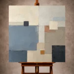 Blue Plane Blocks Geometric Abstract Wall Art Canvas Print