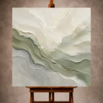 Sage Horizon Flow Fluid Abstract Wall Art Canvas Print