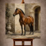 Courtyard Chestnut Horse Wall Art Canvas Print