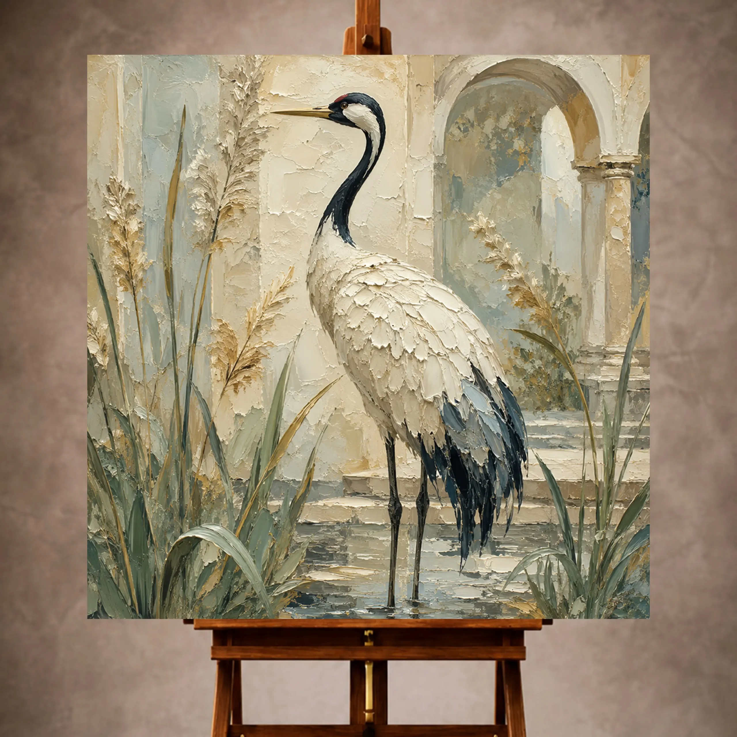 _kare mockup_Page 1_1 Red Crowned Crane Bird Wall Art Canvas Print - Image 1