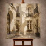 Sunlit Courtyard Parisian Architecture Wall Art Canvas Print