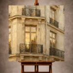 Golden Window Parisian Architecture Wall Art Canvas Print