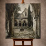 Cloister Courtyard Gothic Architecture Wall Art Canvas Print
