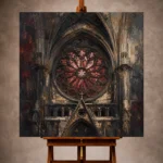 Crimson Rose Window Gothic Architecture Wall Art Canvas Print