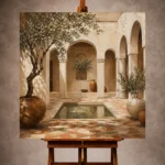 Reflecting Pool Courtyard Mediterranean Architecture Wall Art Canvas Print