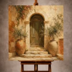 Olive Doorway Mediterranean Architecture Wall Art Canvas Print