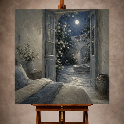 Moonlit Bedroom Wall Art wall art print for elegant interiors