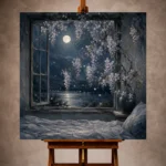 Moonlit Bedroom Wall Art wall art print for elegant interiors