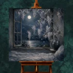 Moonlit Wisteria Window Moonlit Bedroom Wall Art Canvas Print - Image 3