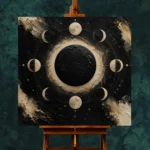Black Lunar Eclipse Moon Phase Wall Art Canvas Print - Image 3