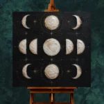 Noir Lunar Grid Moon Phase Wall Art Canvas Print - Image 3