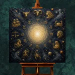 Golden Zodiac Constellation Zodiac Wall Art Canvas Print - Image 3