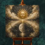 Celestial Reflection Sun and Moon Wall Art Canvas Print - Image 3