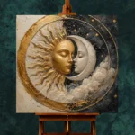 Celestial Embrace Sun and Moon Wall Art Canvas Print - Image 3